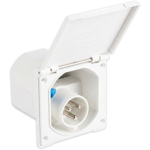 SPARES2GO 240V Caravan Mains Socket Inlet Campervan Motorhome 16A Hook Up Cable Box IP44 (White)