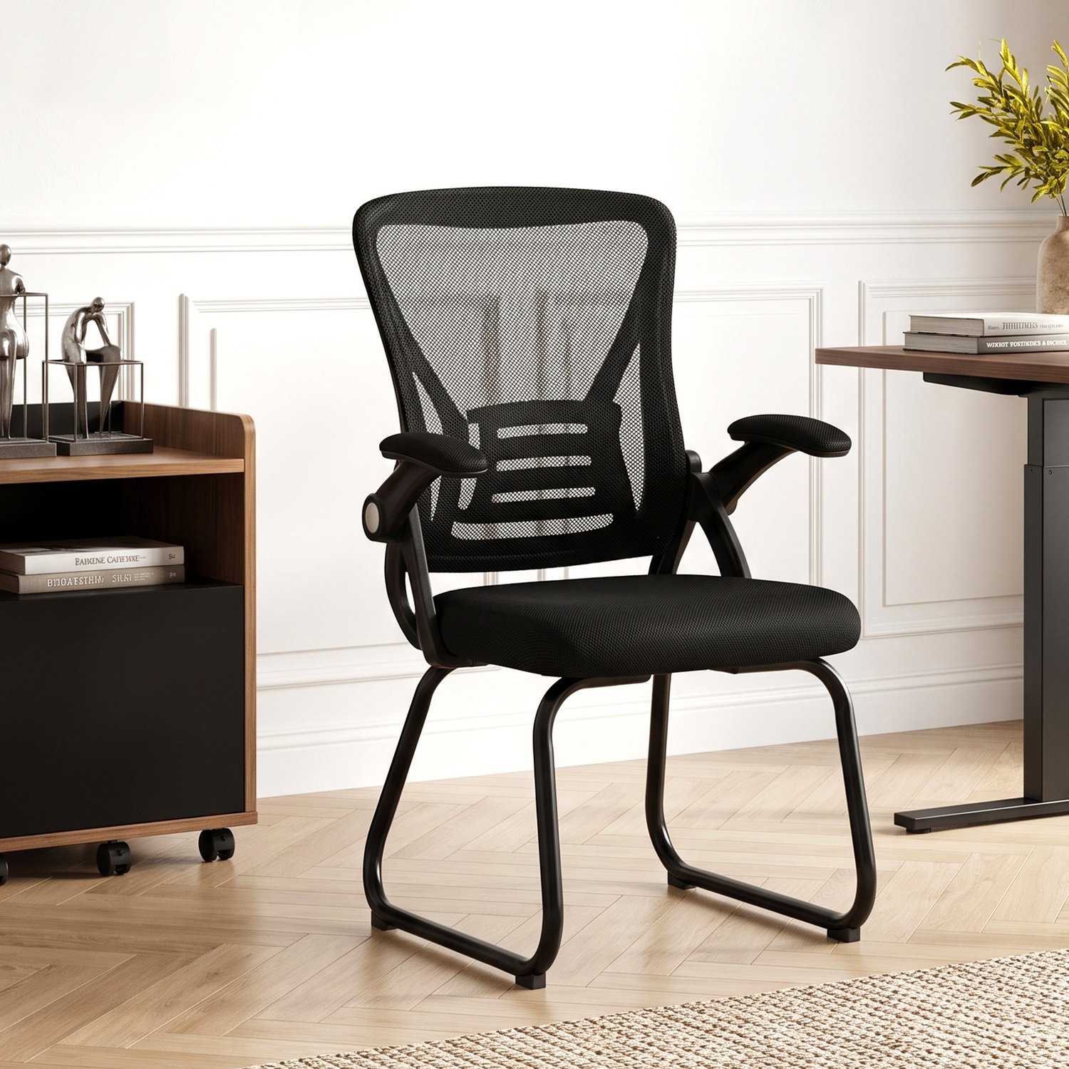 HOMCOM Office Chair with Mesh Backrest & Steel Legs, Black - Image 3