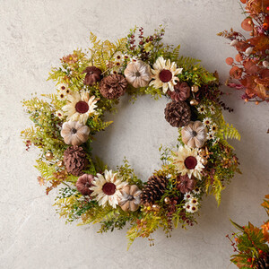 Autumnal Pumpkin and Pine Wreath