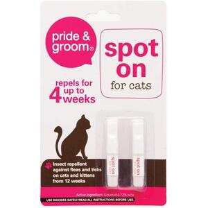 Pride & Groom Spot On Treatment for Cats Flea Tick Repellent