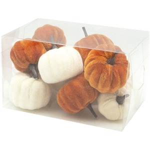 Set of 12 Cream and Orange Velvet Pumpkin Halloween Decorations