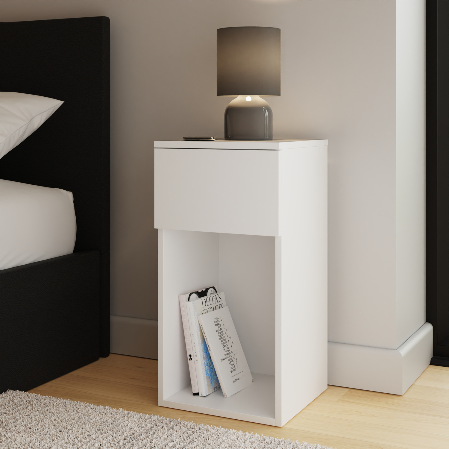 GFW - Finn - Bedside Table - Slim - White - Image 2