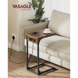 VASAGLE C-Shaped Sofa Table, End Table with Metal Frame, Side Table for Living Room, Bedroom