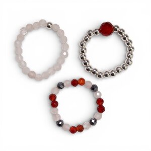 Love and Flame Nymph Spirit Gemstone Ring Set Trio