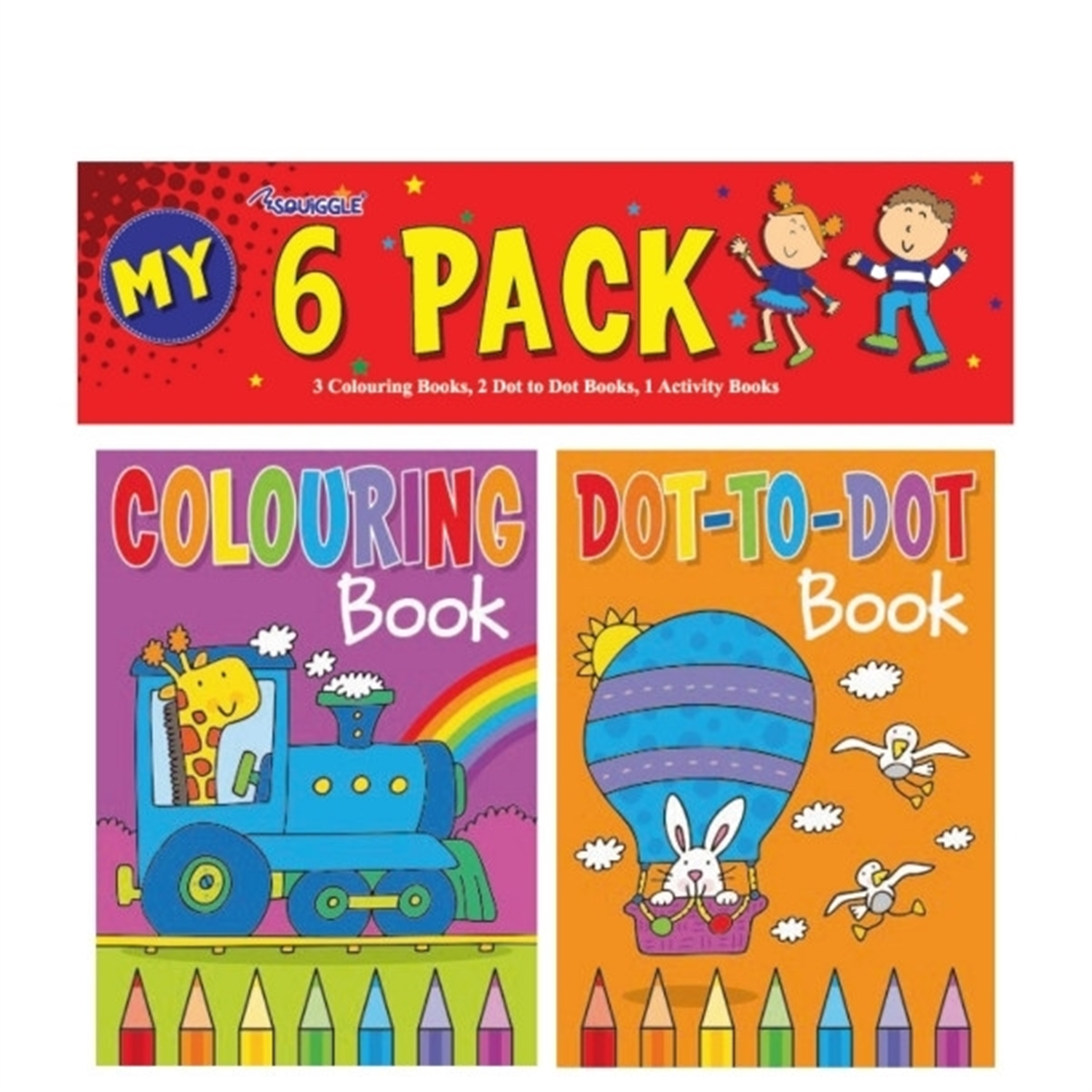 Squiggle P2199 A6 Mini Colouring & Activity Travel Sized Book Set - Pack of 6 - Image 6