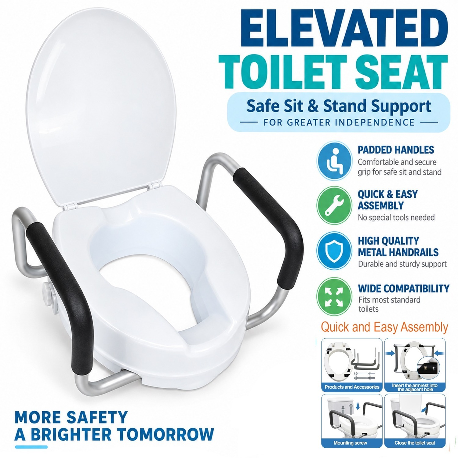 Atek Disabled Toilet Seat - White