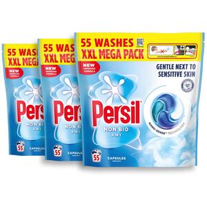 Persil Non Bio Laundry Detergent Capsules fast-dissolving Pods 165 W, 3 Pack