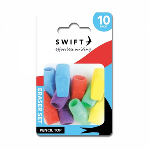 Pack of 10 Neon Pencil Top Eraser Set