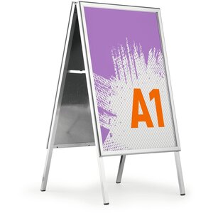 A Board Pavement Sign Double Sided Snap Frame Stand - A1 Silver