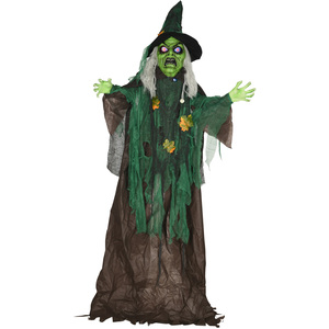 Halloween Witch Decoration, Light-Up Eyes & Sound Activation