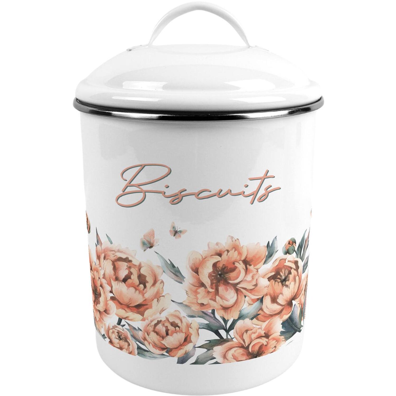 Purely Home Peach Peonies Large Biscuit Storage Tin - Peach