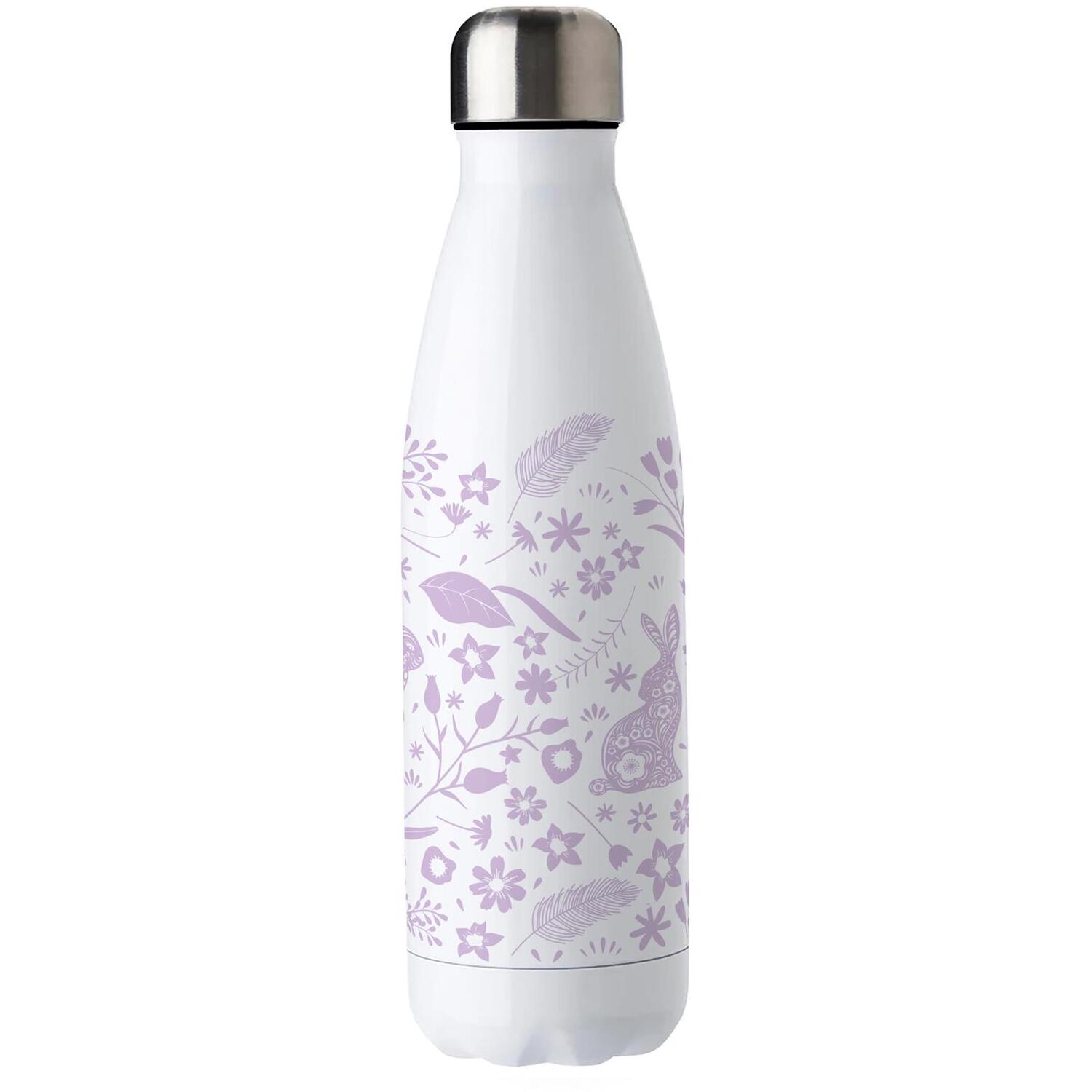 Purely Home Wild Rabbits Lilac Stainless Steel Water Bottle