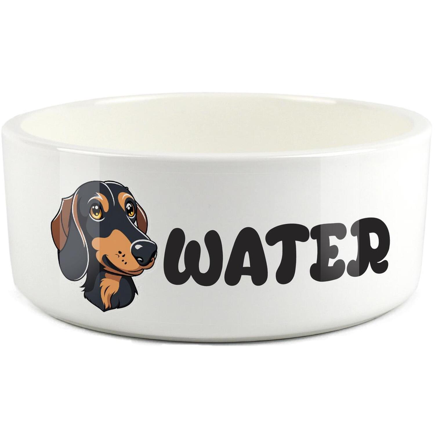 Purely Home Cartoon Dog Large Ceramic Pet Water Bowl - Dachshund