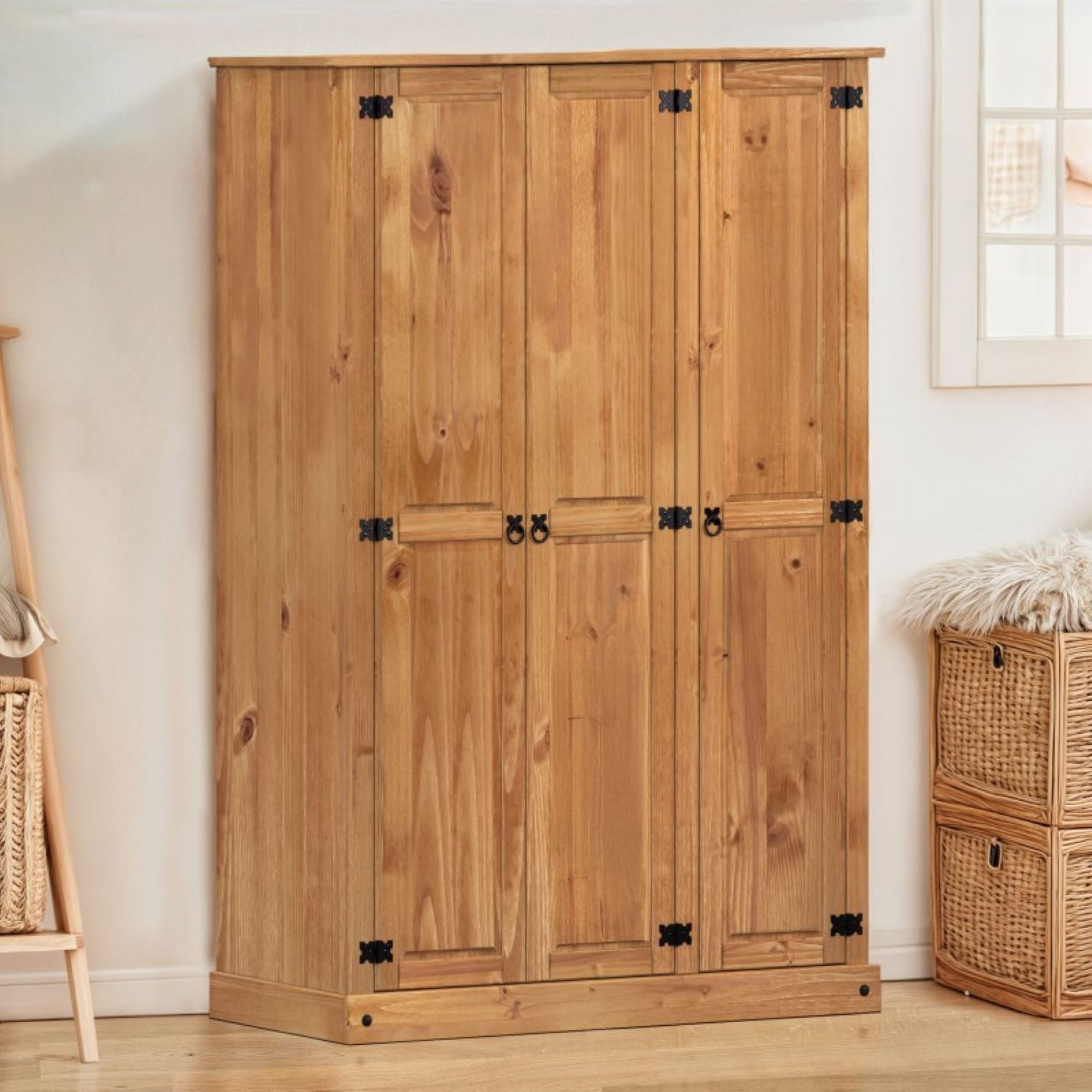 Mercers Furniture Corona Budget 3 Door Wardrobe - Antique Wax