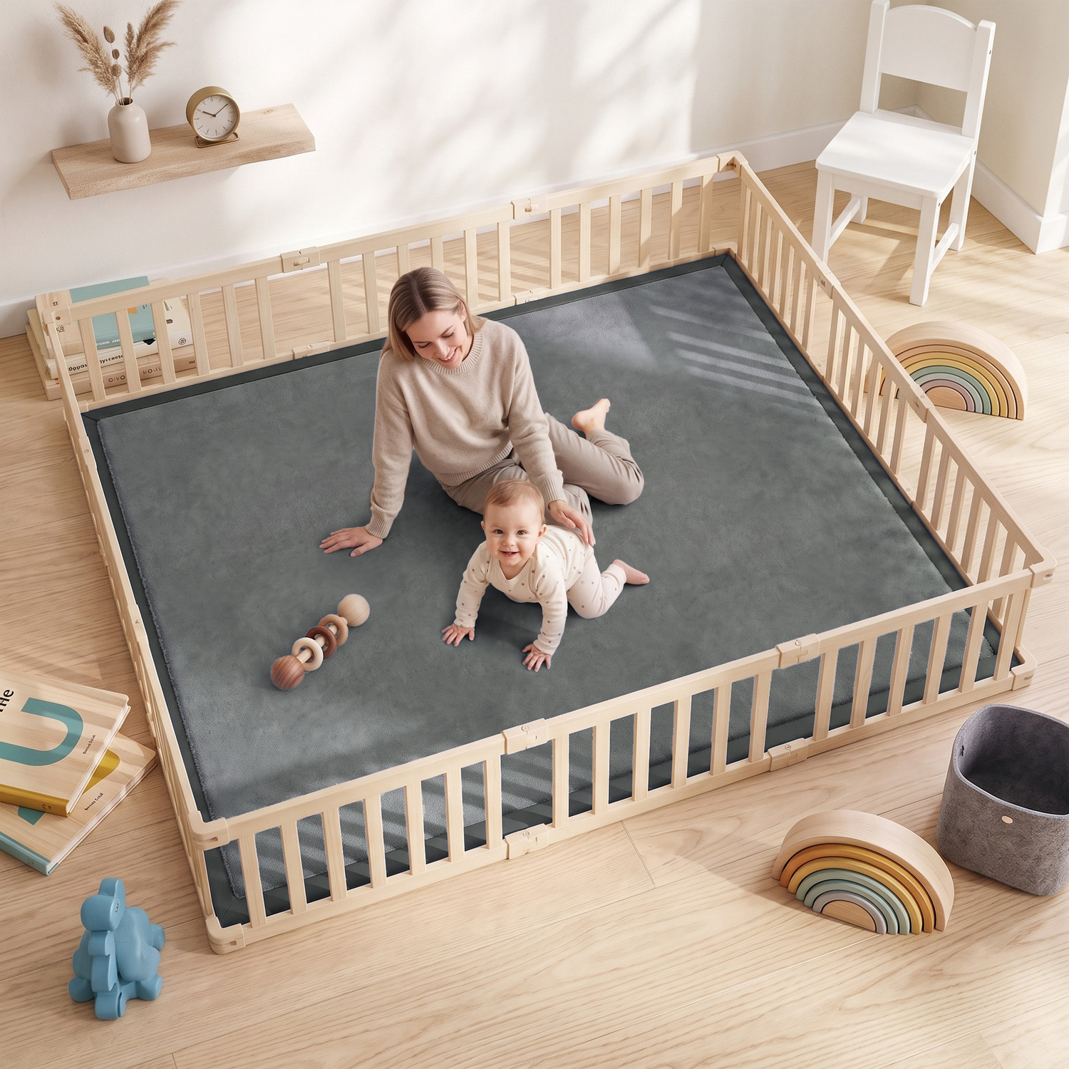 Aiyaplay Unisex Dark Grey Baby Play Mat, 3Cm Thick Foam Playmat Rug, 180 X 150 Cm, | : 150 Cm X 180 Cm - Image 2