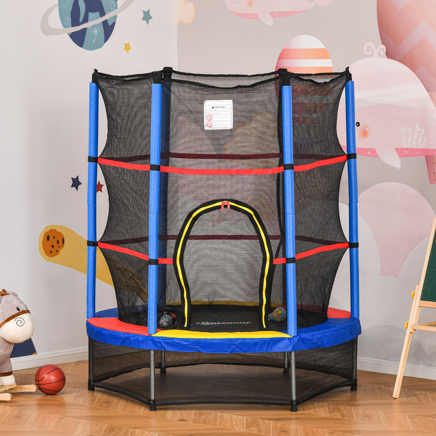 Image of 140cm Kids Trampoline with Enclosure Net - Multi-color