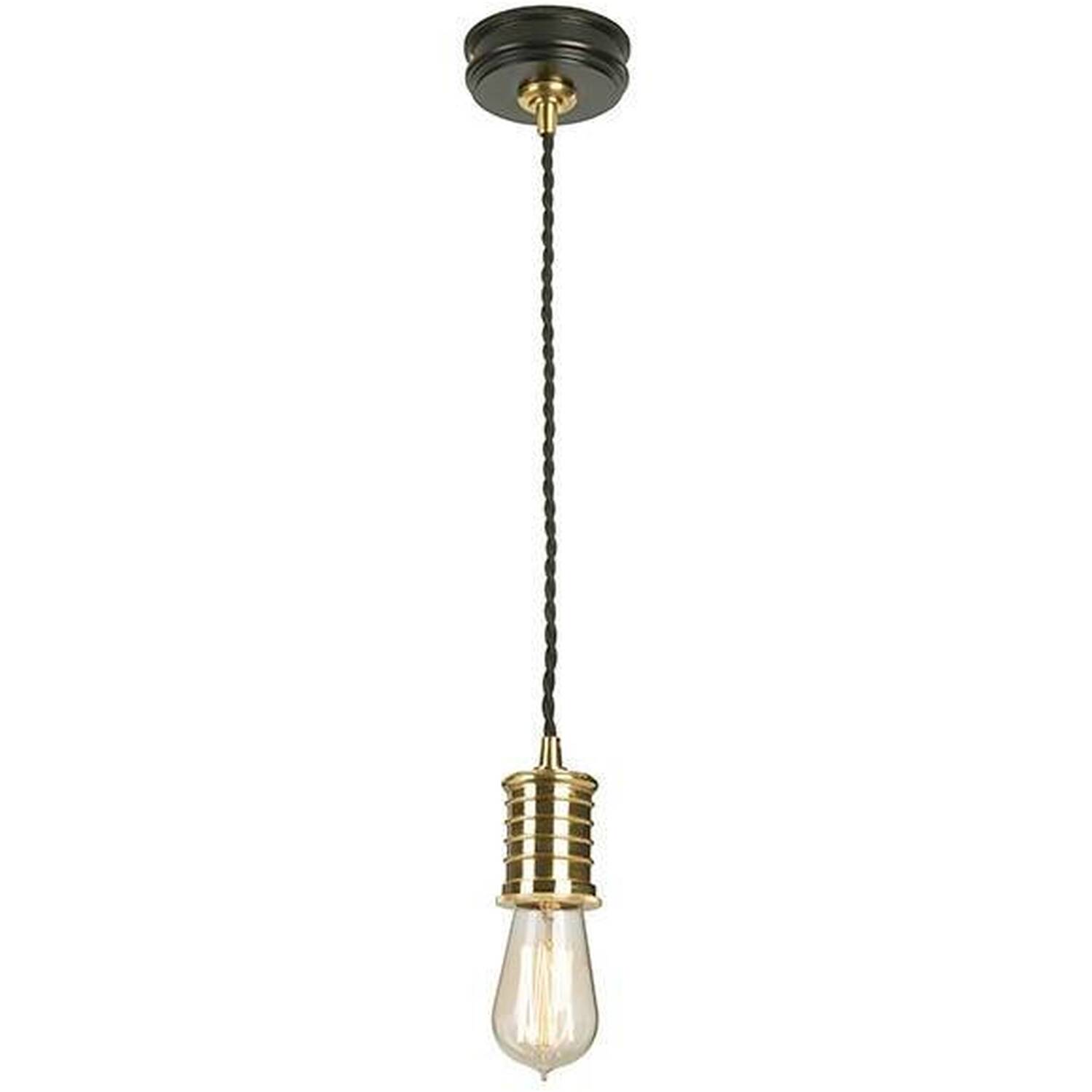 Douille 1 Light Ceiling Pendant Black, Brass, E27 - Black