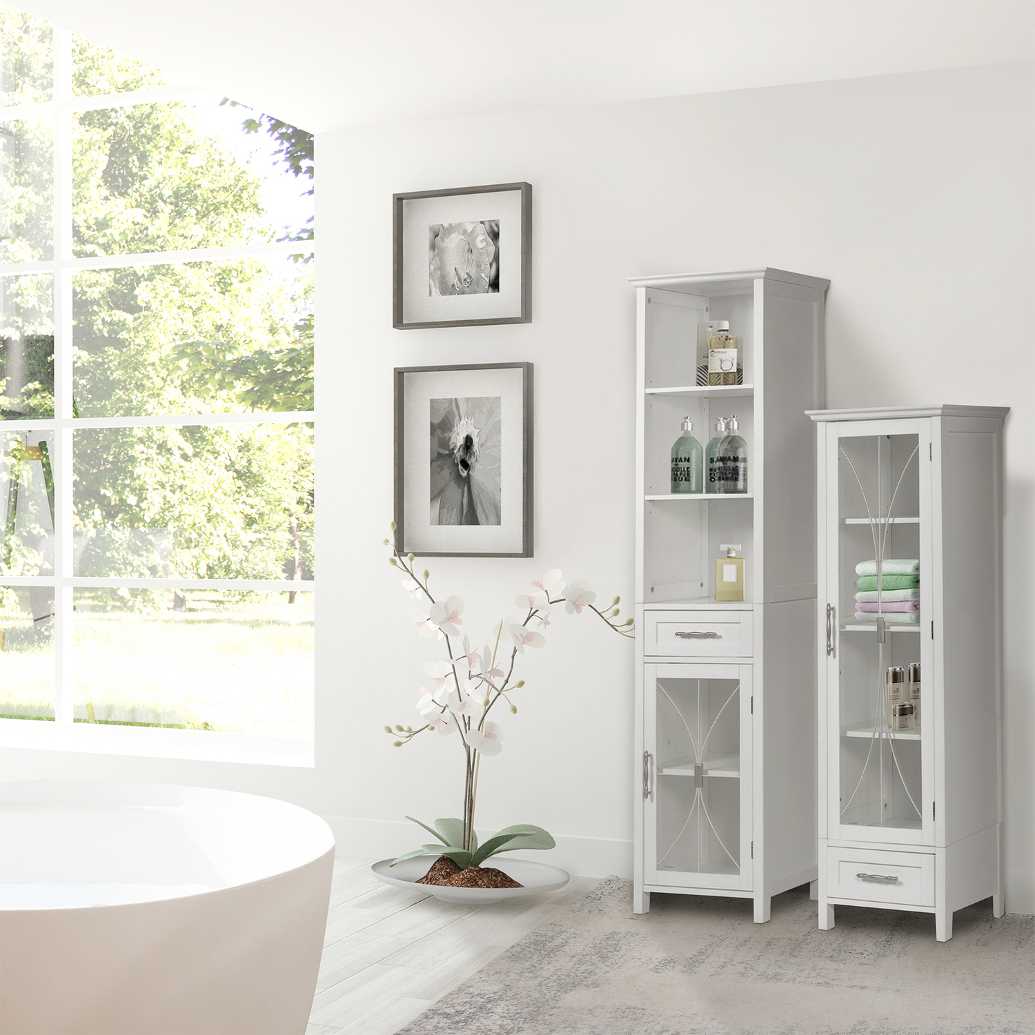 Teamson Home Wooden Bathroom Cabinet Multi Functional White 7978 - White