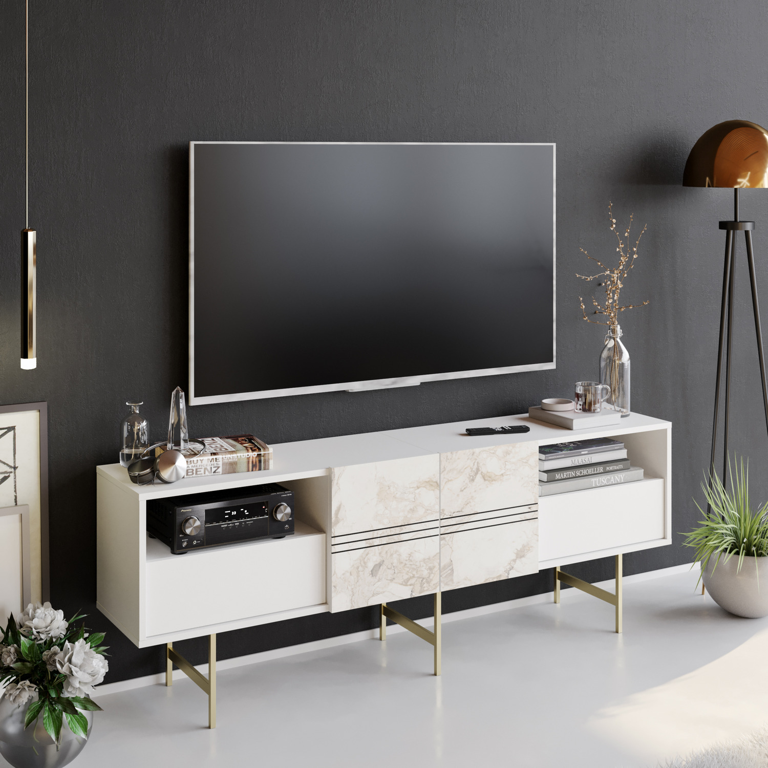Derin 180 Cm Wide TV Unit TV Stand For TVs Up To 81 Derin 180 Cm Wide TV Unit TV Stand For TVs Up To 81