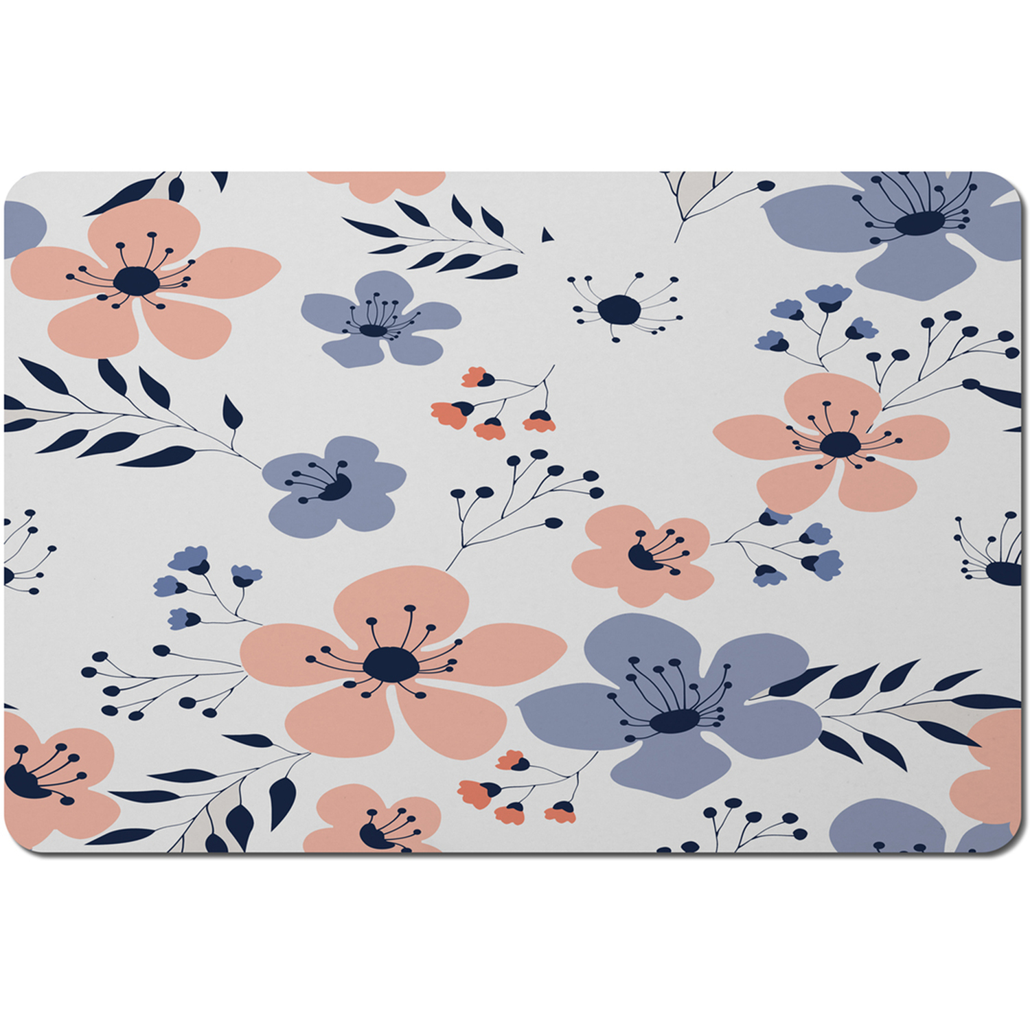 Image of Pink Blue Flowers Placemat - Pink