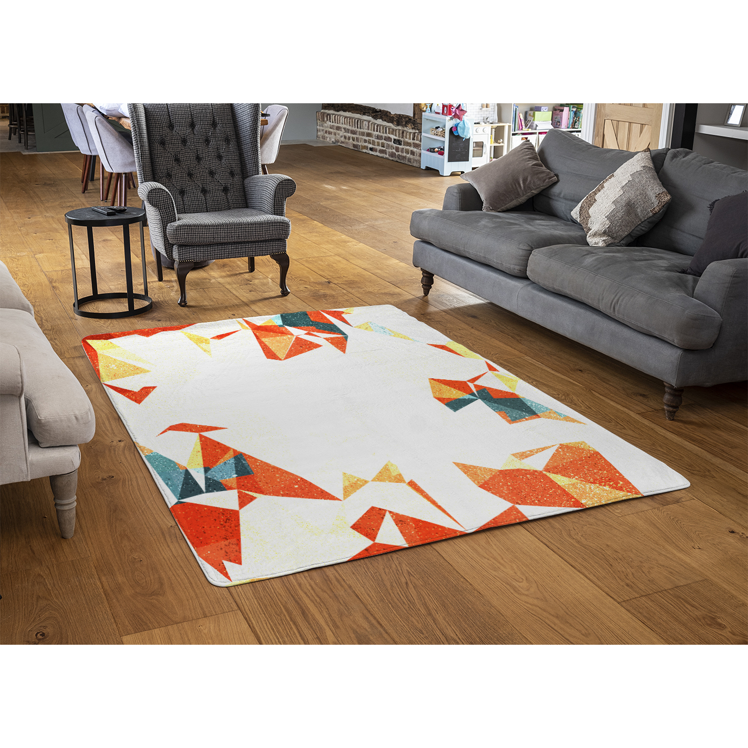 Autumn Geometric Rug - Orange / 150cm thumbnail
