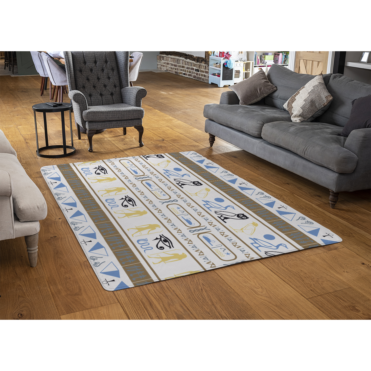 Heiroglyphs Rug - Brown / 150cm thumbnail