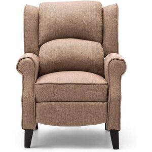 Herringbone Beige Eaton Wing Back Fireside Check Fabric Recliner Armchair shot 2417007