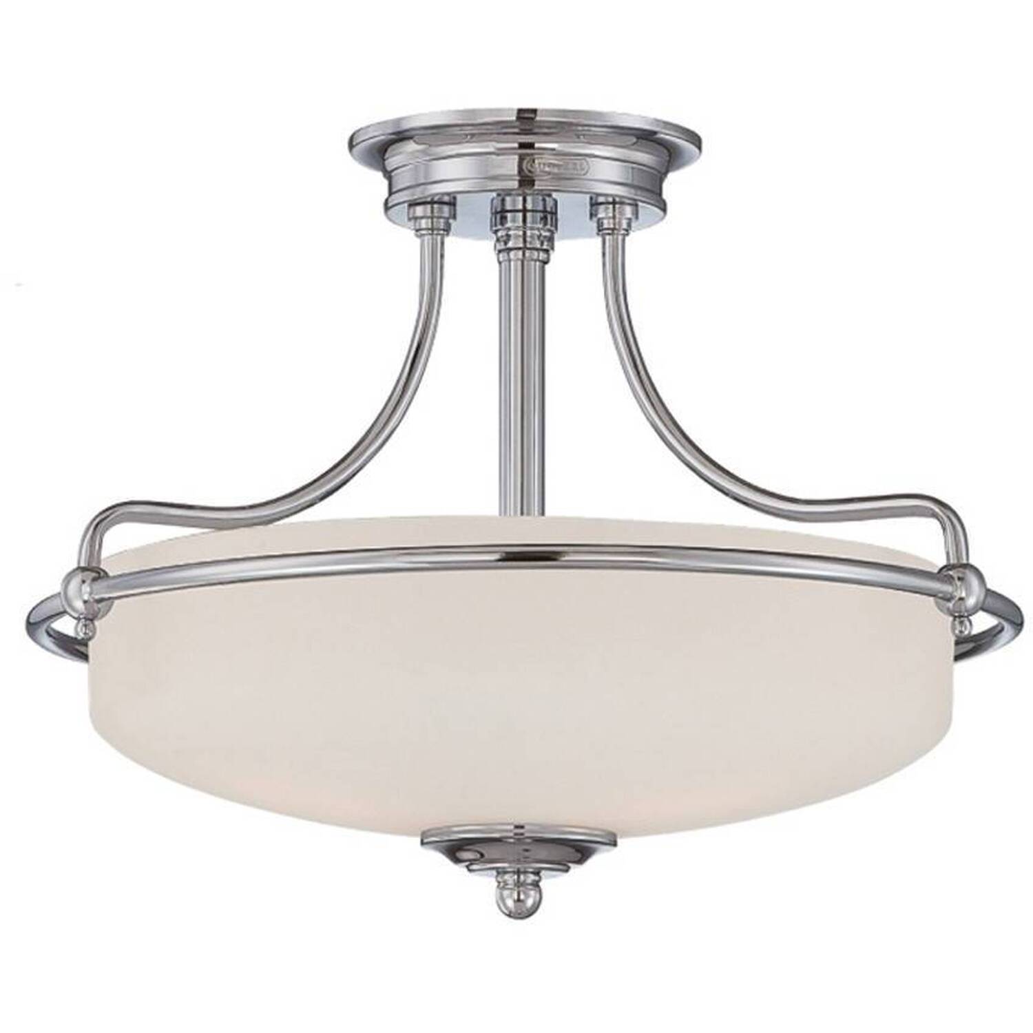 Griffin 3 Light Semi Flush Ceiling Light Polished Chrome, E27 - Polished Chrome