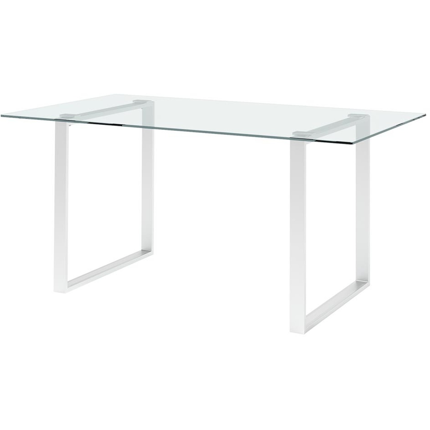 Clear Tempered Glass Top Rectangular Dining Table With Leg - Silvery