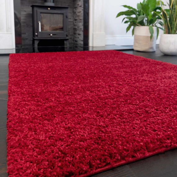 Soft Value Red Shaggy Area Rug