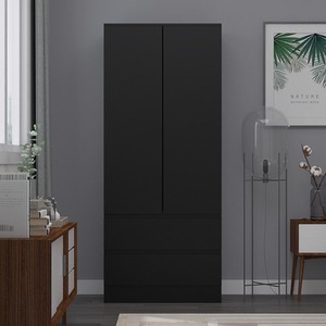Large 2 Door 2 Drawer Matt Black Combination Wardrobe