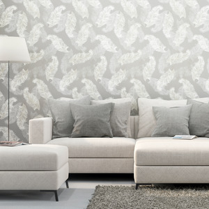 Feathers Grey Wallpaper
