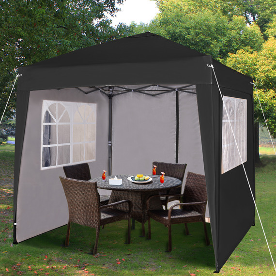 2X2m Pop up Black Gazebo with Sides