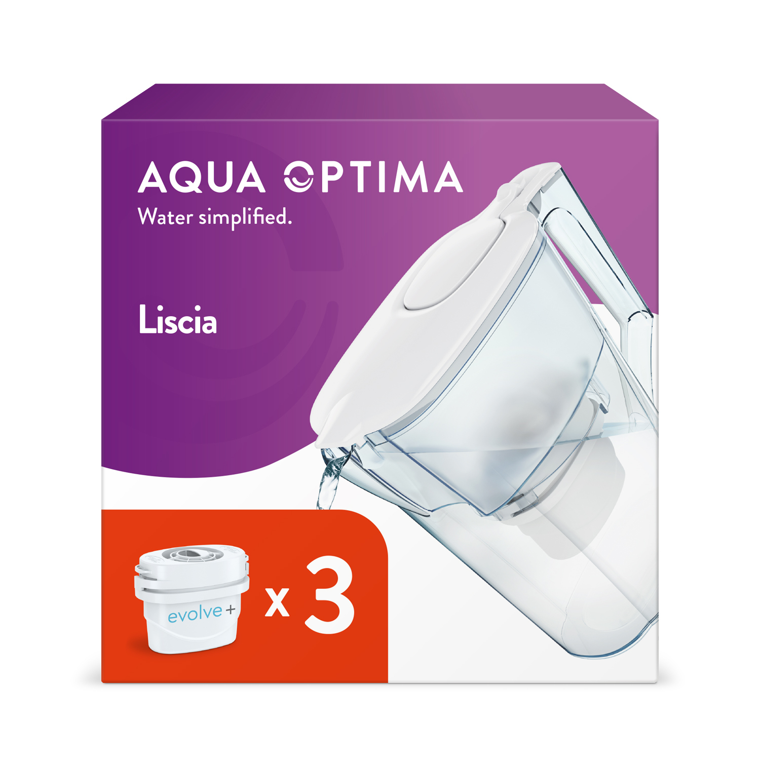 Image of Liscia 2.5L Water Filter Jug - White / 3 pack
