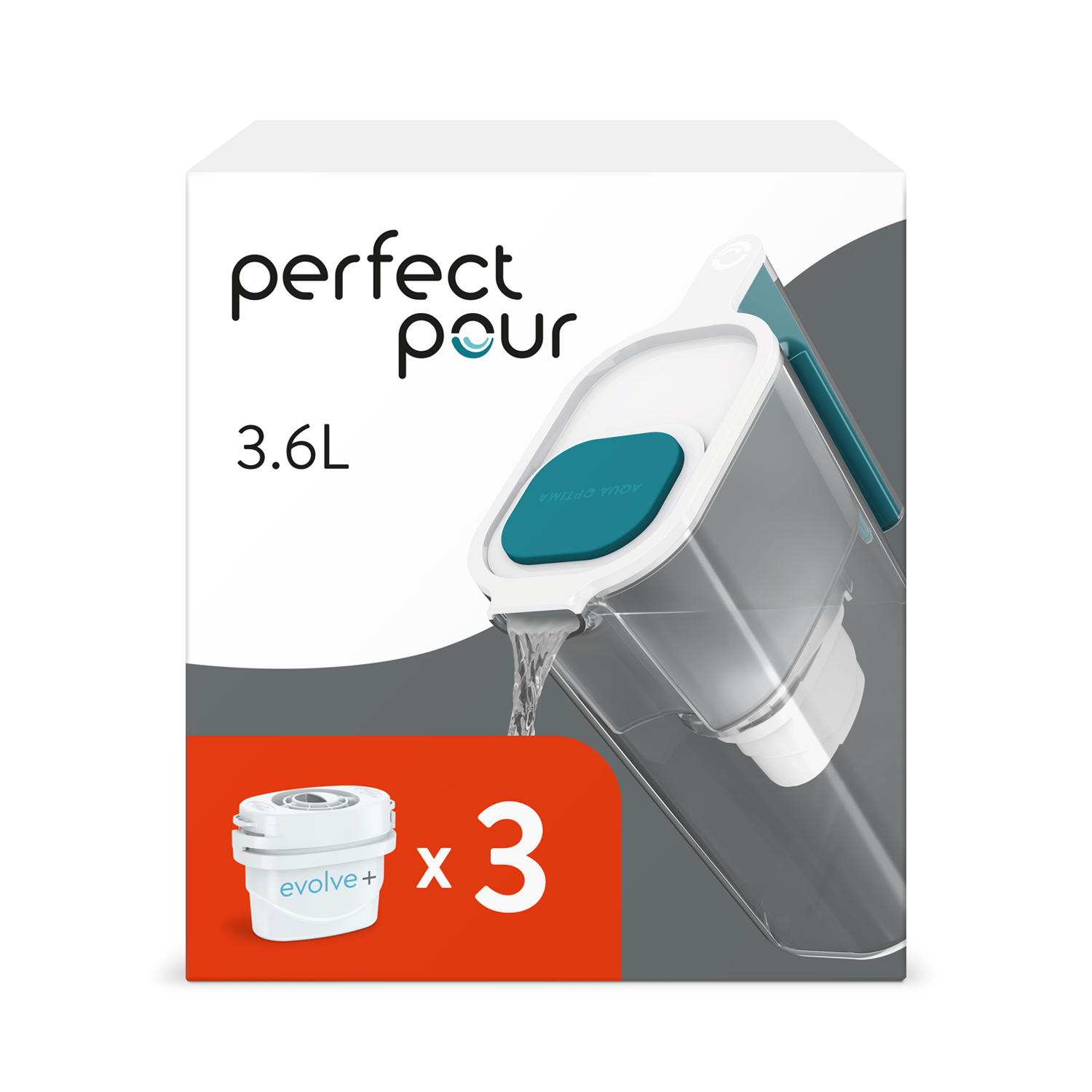 Image of Perfect Pour 3.6L Water Filter Jug - Blue / 3 pack