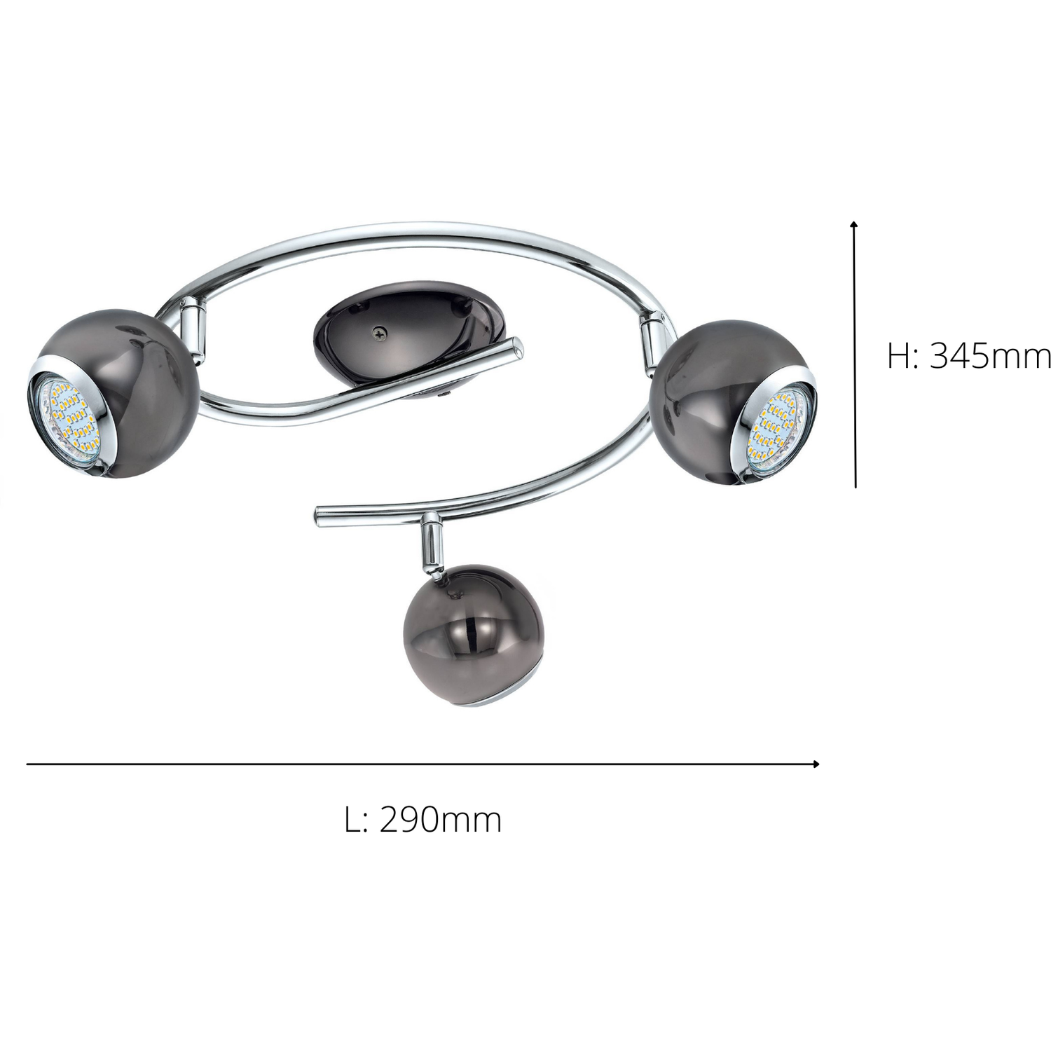 Eglo Bimeda Led Ceiling Light - 3 Spotlight Spiral Design Nickel-nero Chrome - Nickel-nero Chrome
