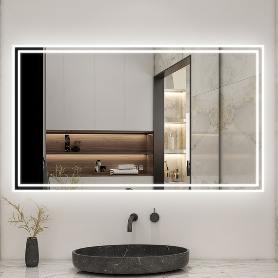 Illuminated Bathroom Mirror with Double Border Lights