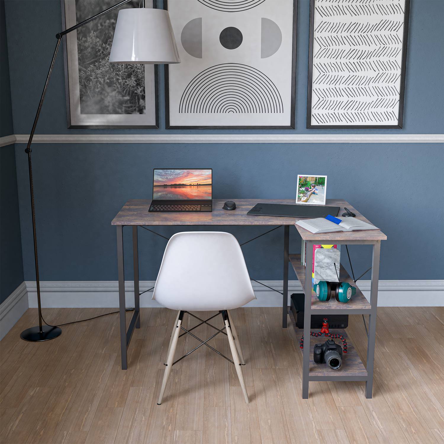 Westwood - Corner Computer Desk with Shelving - Brown thumbnail