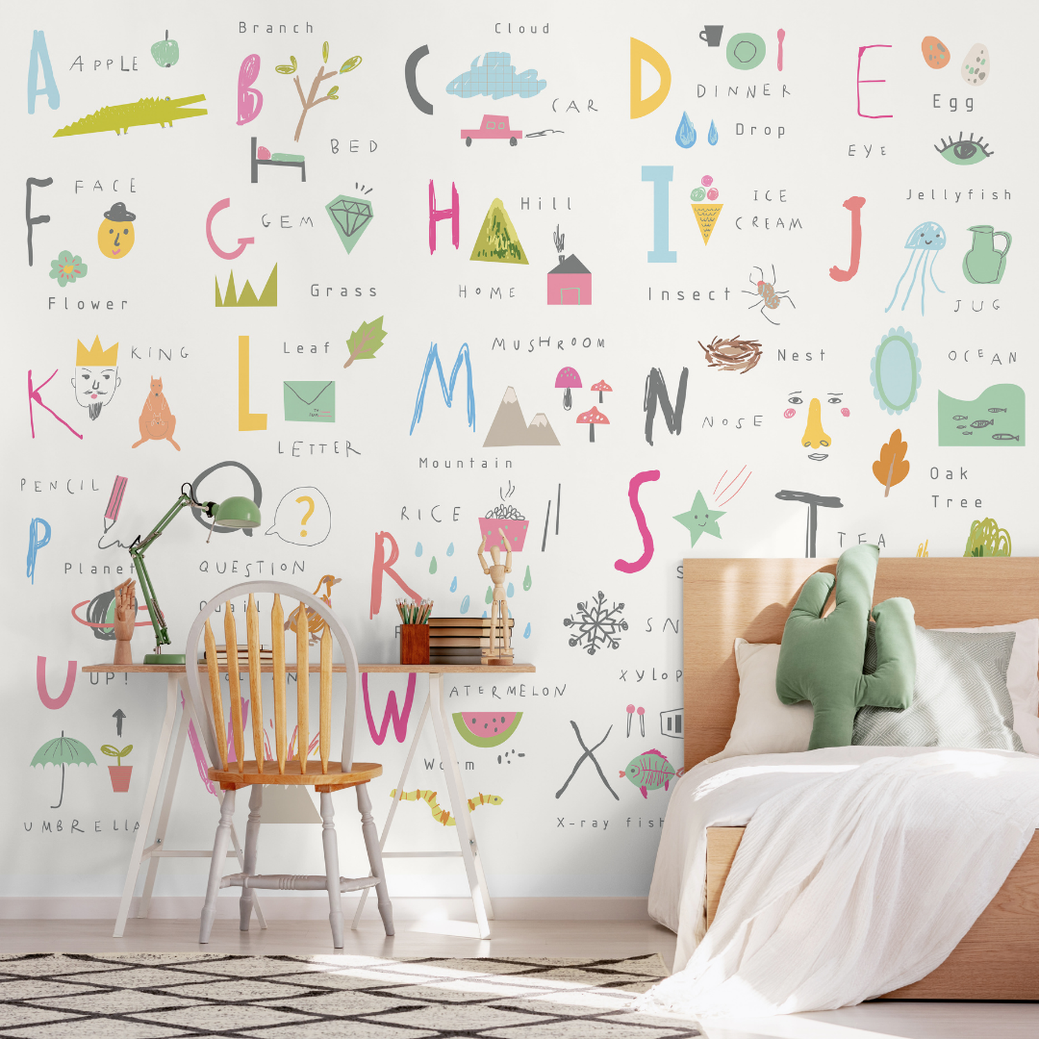 Children's Alphabet Illustrations Wall Mural