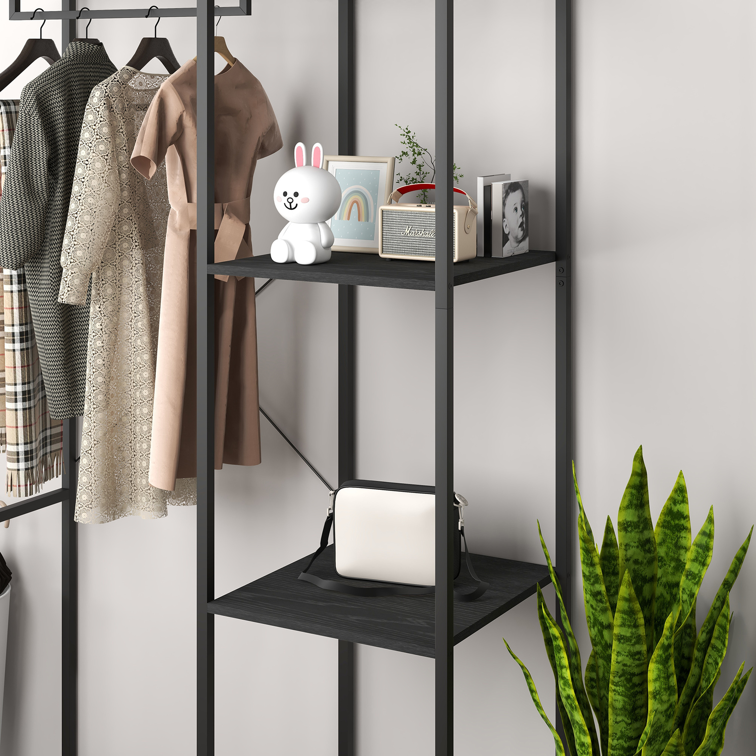 Melcom Shoe Rack HOMCOM 2 In 1 Coat Rack with Shoe Storage