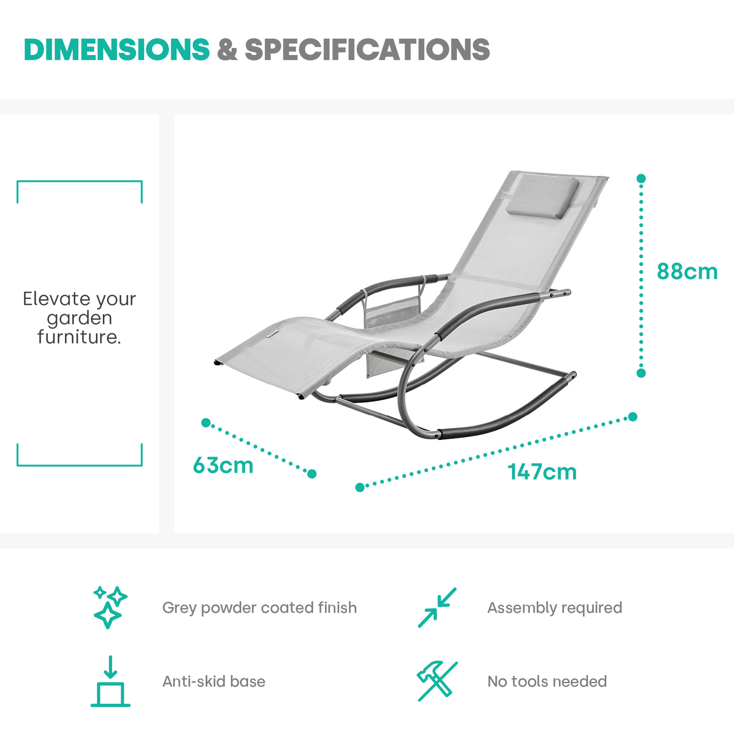 Gravity Rocking Sun Lounger - Grey