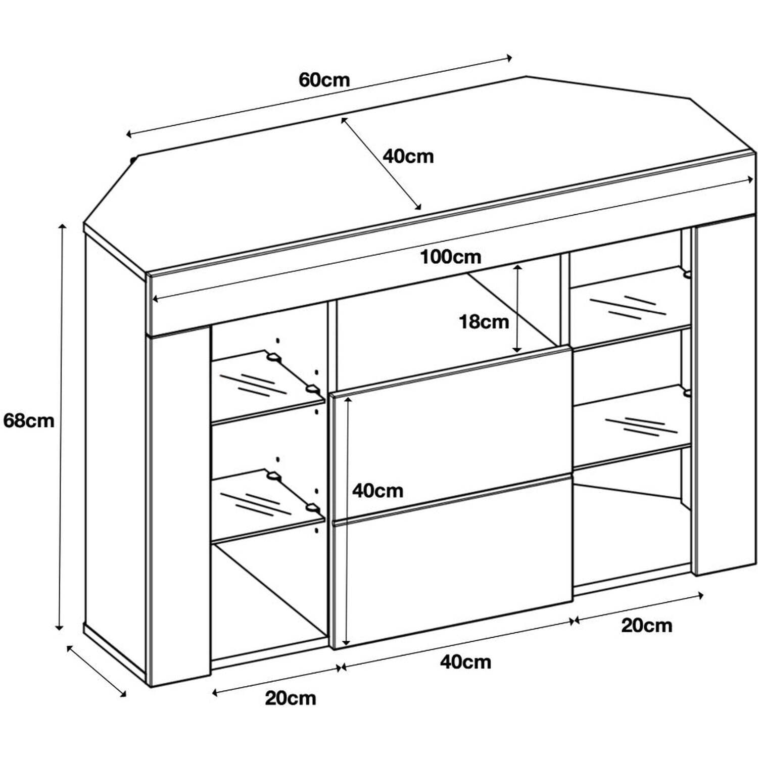Venico 02 Corner Tv Stand - Blue Led
