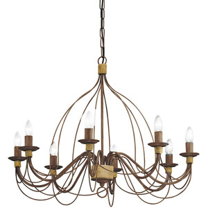 Corte  8 Light Chandelier Rust Brown Finish, E14