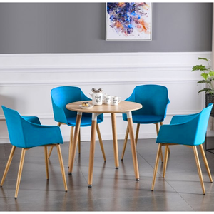 Blue Single Eden Plastic Dining Chair with Padded Leather Cushions for Dining Room shot 5629876