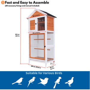 Illustration of Big Bird Resolution Area With Large Natural Wood Cages