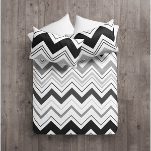 Chevron Black Grey Microfibre Printed Duvet Cover  Pillowcase Set