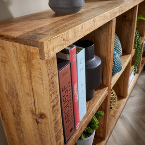 Natural / Wide Home Source Stockton Mango Wood 8 Shelf Bookcase shot 6078333