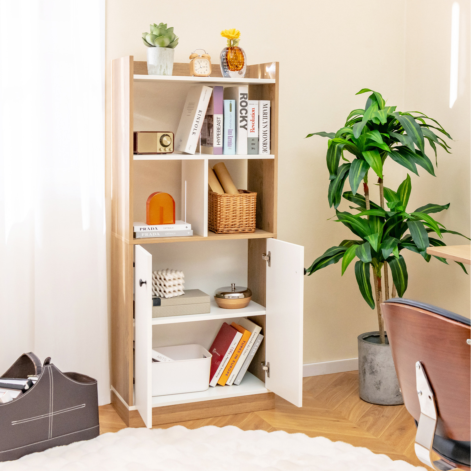 4-tier Bookcase Display Cabinet - Brown