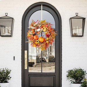 Festive Pumpkin Maple Leaf Wreath