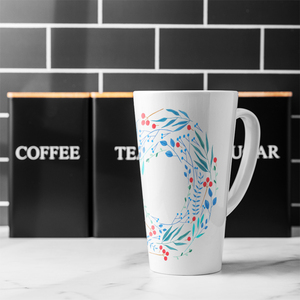 Blue Decorative Reath Latte Mug